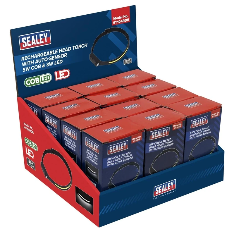 Sealey Head Torch 5W COB & 3W LED with Auto-Sensor - HT104R - Image 1