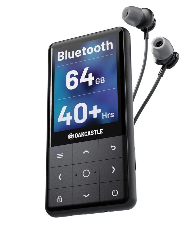 MP3 Player with Bluetooth | Kids MP3 Player with Speaker & Headphones | MP3-Player 64GB Internal Memory – Expandable 128GB | Music Player 40 Hours Battery Life | Mini MP300 Player | OAKCASTLE MP300