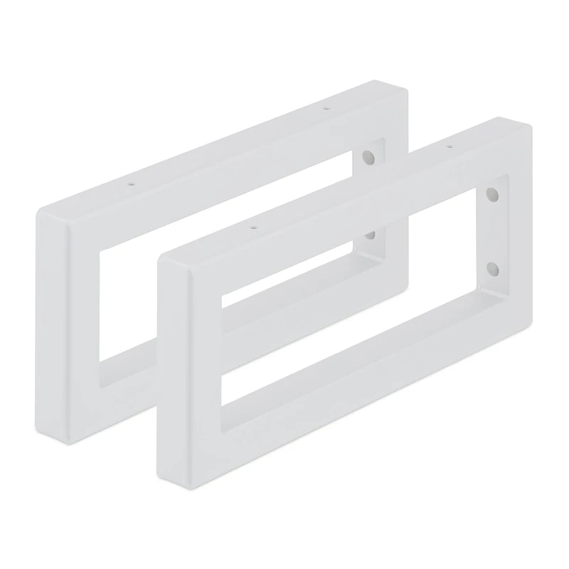 Relaxdays Wall Shelf Brackets, Set of 2, 35 cm, Steel, Supports for Washbasin & Shelving, Rectangular Design, White