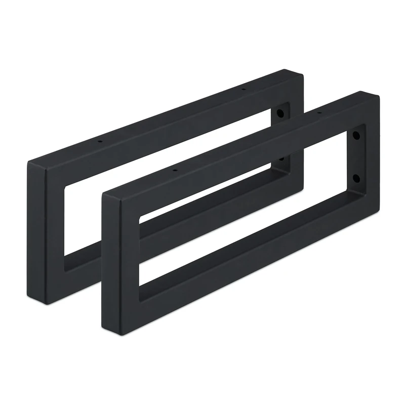 Relaxdays Wall Shelf Brackets, Set of 2, 45 cm, Steel, Supports for Washbasin & Shelving, Rectangular Design, Black