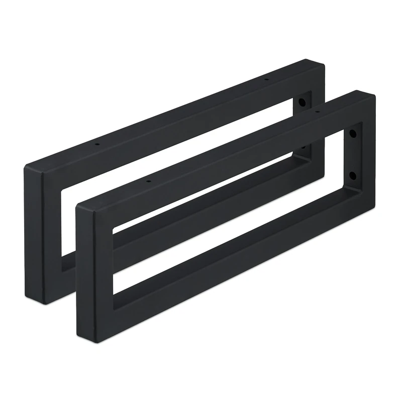 Relaxdays Wall Shelf Brackets, Set of 2, 50 cm, Steel, Supports for Washbasin & Shelving, Rectangular Design, Black