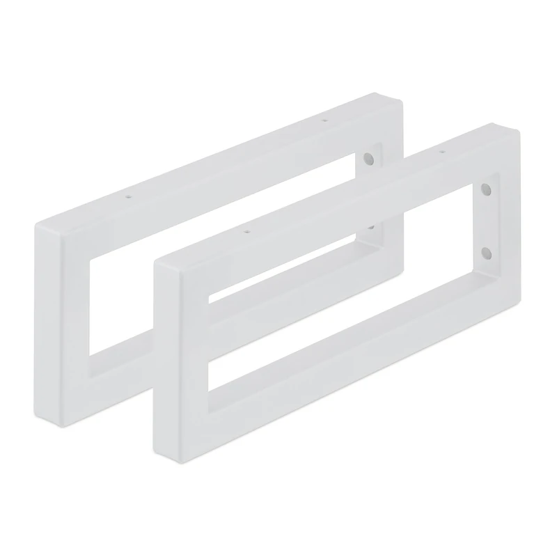 Relaxdays Wall Shelf Brackets, Set of 2, 40 cm, Steel, Supports for Washbasin & Shelving, Rectangular Design, White