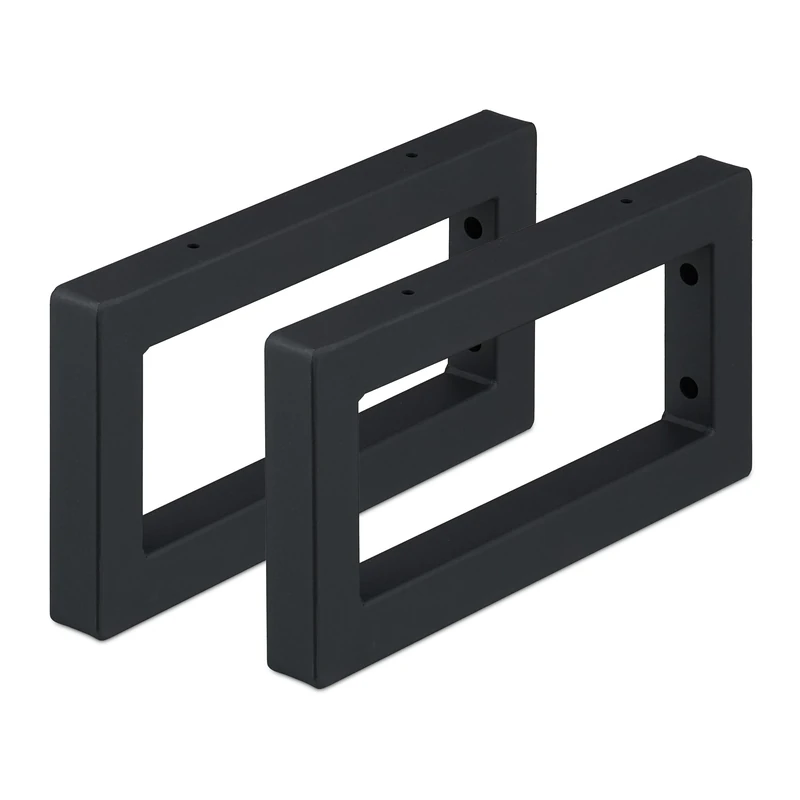 Relaxdays Wall Shelf Brackets, Set of 2, 30 cm, Steel, Supports for Washbasin & Shelving, Rectangular Design, Black