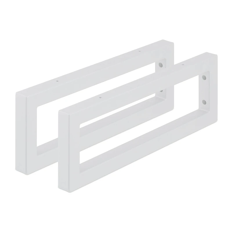 Relaxdays Wall Shelf Brackets, Set of 2, 45 cm, Steel, Supports for Washbasin & Shelving, Rectangular Design, White