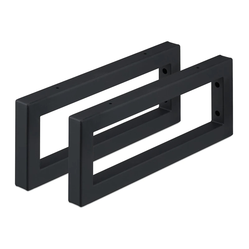 Relaxdays Wall Shelf Brackets, Set of 2, 40 cm, Steel, Supports for Washbasin & Shelving, Rectangular Design, Black