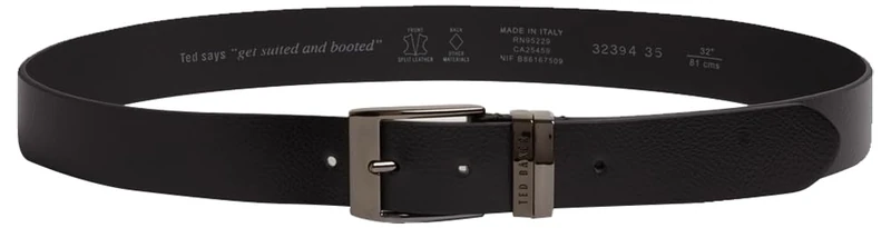 Ted Baker Men's Pebbled Leather Belt, Black, 36