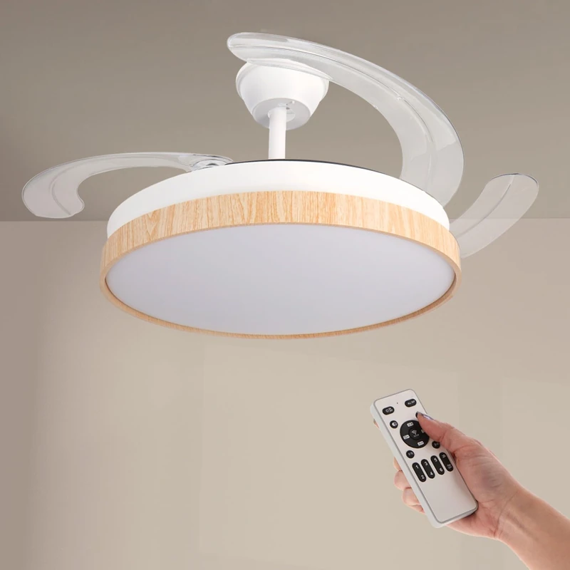 M mimotec - White Plant LED Ceiling Fan, Colour Temperature Adjustable, Summer/Winter Function, 6 Speeds, LM8848