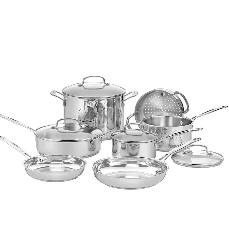 Cuisinart® Chef’s Classic™ Stainless Steel Cookware Set | 11-Piece: Saucepans, Frying Pans, Stockpot, Steamer | Induction-Ready, Aluminium-encapsulated Base | Cool Grip™ Handles