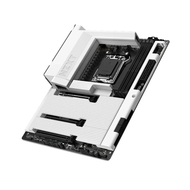 NZXT N7 B850 - AMD B850 AM5 ATX Gaming Motherboard for Ryzen 9000/8000/7000-16+2+1, DDR5, 3x M.2, PCIe 5.0, Wi-Fi 6E, 2.5GbE, USB 4 – M.2 NVME with Quick-Release Latch - Full Cover – White