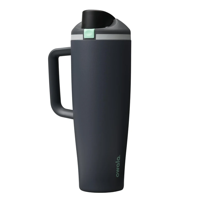 Owala FreeSip Tumbler Insulated Stainless Steel Water Bottle with Built-in Straw and Side Handle, For Travel, Work, School, and Sports, 1185ml, BPA Free, Leak Proof, Foggy Tide, (Grey)