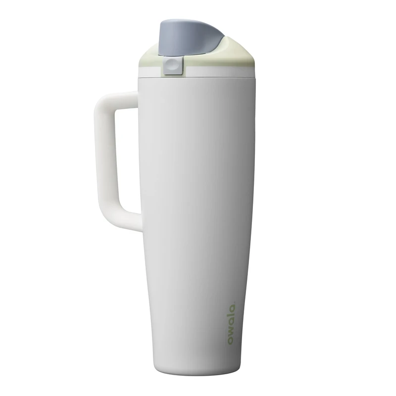 Owala FreeSip Tumbler Insulated Stainless Steel Water Bottle with Built-in Straw and Side Handle, For Travel, Work, School, and Sports, 1185ml, BPA Free, Leak Proof, Iced Breeze, (Mint/White)