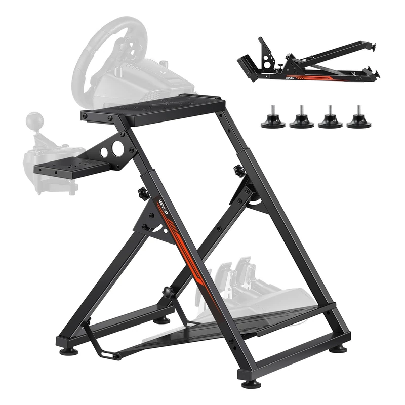VEVOR Racing Wheel Stand, Adjustable & Foldable Simulator Stand for Logitech G923 G920 G29 G27, Thrustmaster T300RS TX F458 T500RS T3PA-PRO(F1/GT) Gaming Cockpit,Pedals Simulator NOT Included,Compact