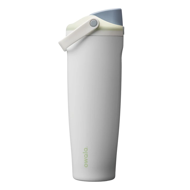 Owala FreeSip Sway Insulated Stainless Steel Water Bottle with Two-Way Spout, Built-In Straw and Bucket Handle, Made for Travel, School, and Sports, 1185ml, BPA Free, Leak Proof, Iced Breeze, (White)