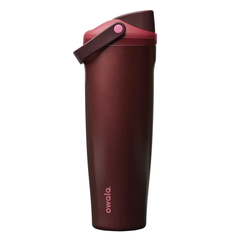 Owala FreeSip Sway Insulated Stainless Steel Water Bottle with Two-Way Spout, Built-in Straw and Bucket Handle, Made for Travel, School, and Sports, 1.2ml, BPA Free, Leak Proof, Black Cherry