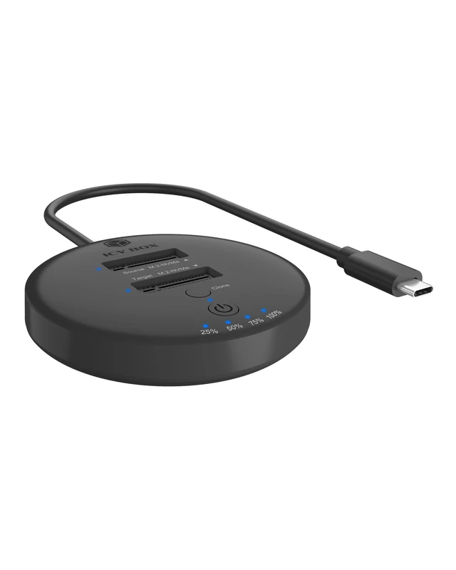 ICY Box M.2 NVMe SSD Cloning and Docking Station, USB-C 3.1 Gen 2, up to 10 Gbps, Dual Bay, Self-sufficient Cloning without PC, for 22 x 30/42/60/80/110 mm SSDs, IB-1612MCL-C31