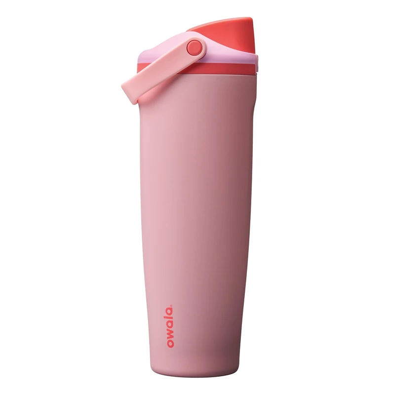 Owala FreeSip Sway Insulated Stainless Steel Water Bottle with Two-Way Spout, Built-In Straw and Bucket Handle, Made for Travel, School, and Sports, 1185ml, BPA Free, Leak Proof,Angel Food Cake,(Pink)