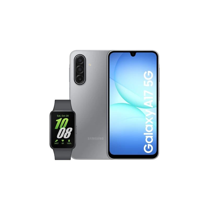 Samsung Galaxy A17 5G + Fit3 Black, AI Smartphone, Slim 7.5mm Frame, Large Screen, 50MP Camera, 128GB Storage, 4GB Memory, 5000 mAh Battery, Grey, 3 Year Extended Warranty (UK Version)
