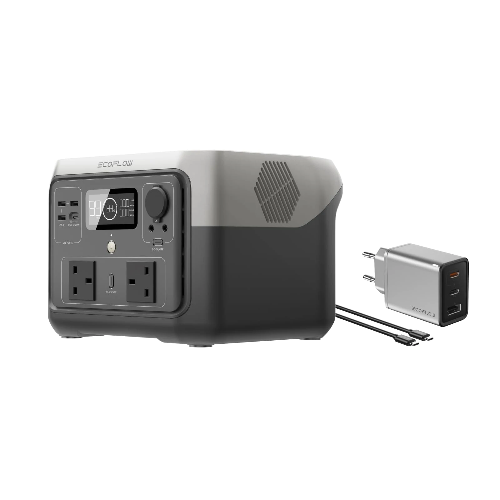 ECOFLOW Portable Power Station RIVER 2 MAX with 65W Charger, 512Wh LiFeP04 Battery/ 1 Hour Fast Charging, Up To 1000W Output, Solar Generator for Outdoor Camping/RVs/Home Use