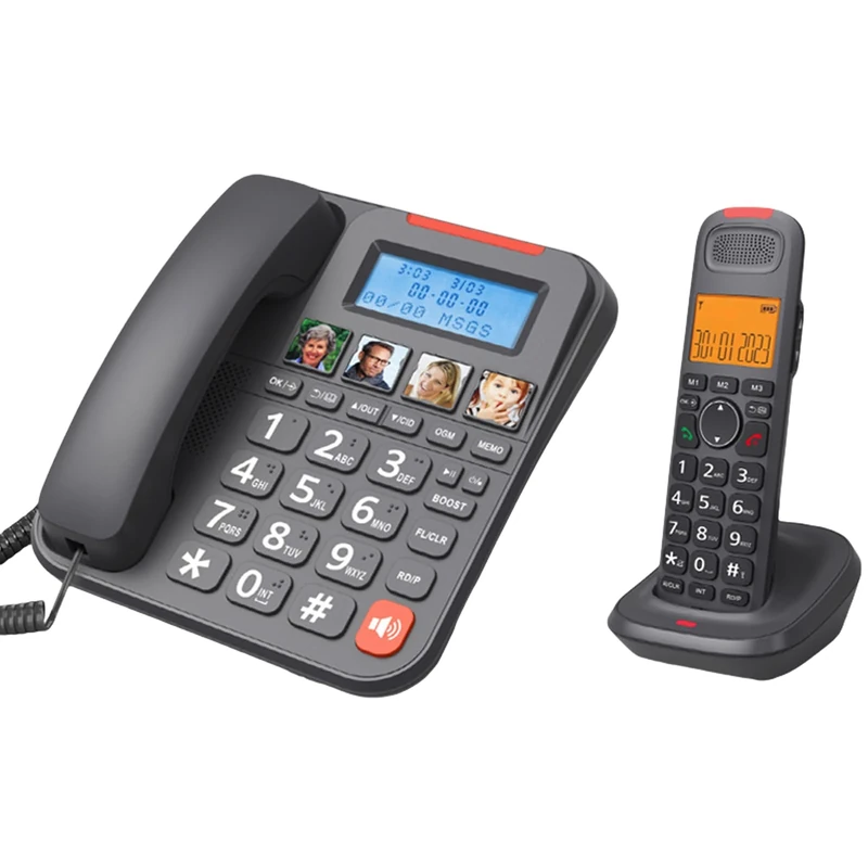Easy Dials Corded Phone Set With 28DB Volumes Amplification And Answering For All Users Answering Functionality