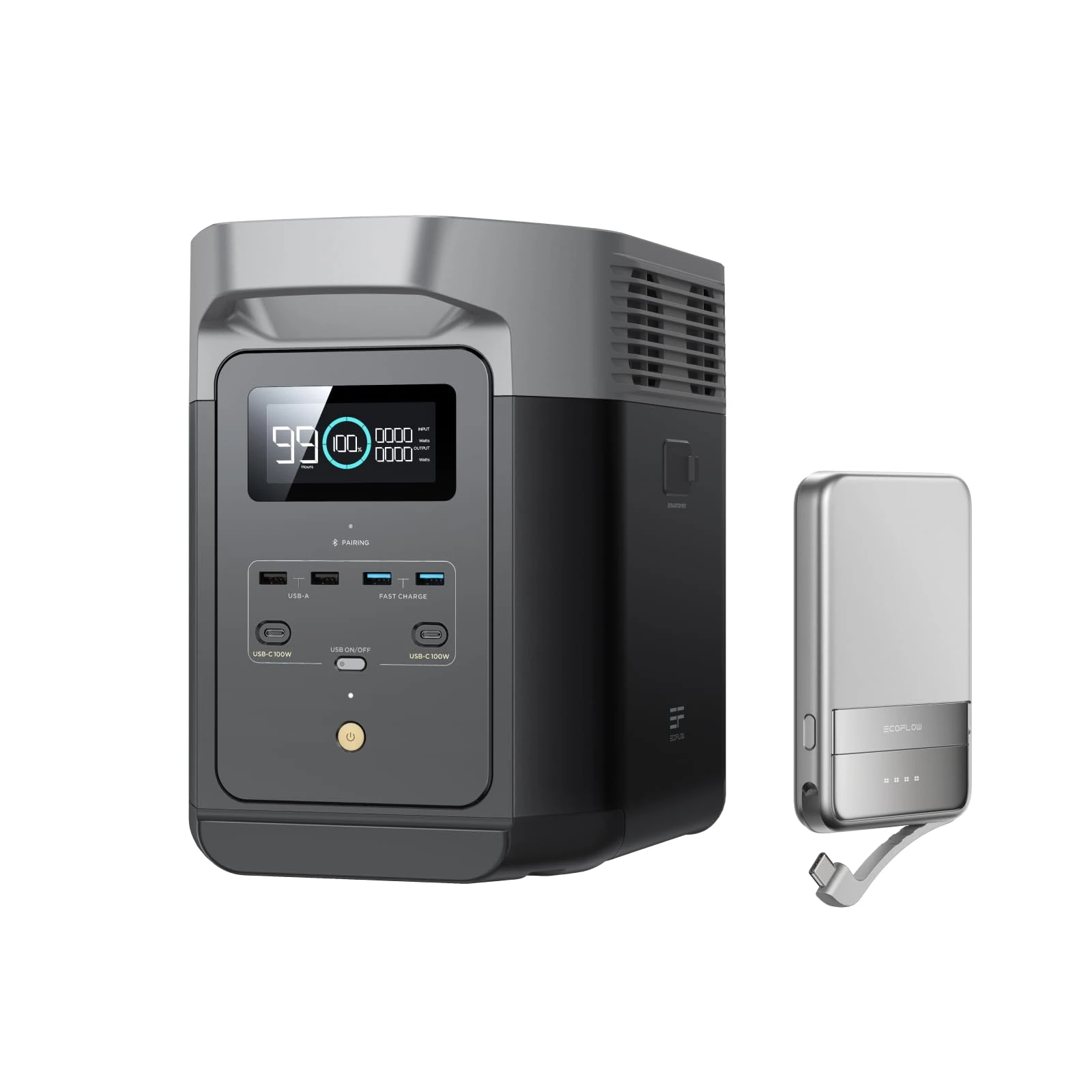 EcoFlow DELTA 2 Portable Power Station with Magnetic Power Bank 5000mAh, 1-3kWh Expandable Capacity, LFP Battery, Fast Charging, Solar Generator for Home Backup Power, Camping & RVs