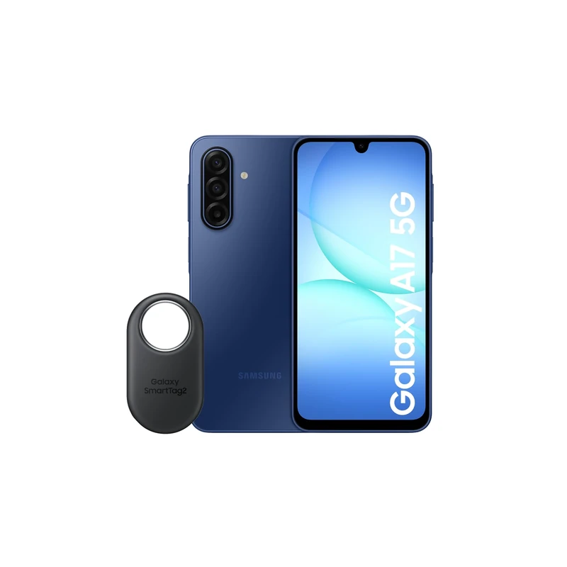 Samsung Galaxy A17 5G + Smart Tag2 Black, AI Smartphone, Slim 7.5mm Frame, Large Screen, 50MP Camera, 128GB Storage, 4GB Memory, 5000 mAh Battery, Blue, 3 Year Extended Warranty (UK Version)