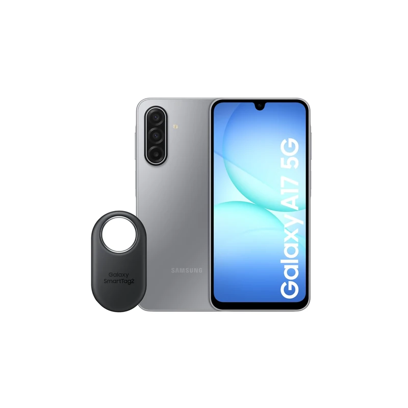 Samsung Galaxy A17 5G + Smart Tag2 Black, AI Smartphone, Slim 7.5mm Frame, Large Screen, 50MP Camera, 128GB Storage, 4GB Memory, 5000 mAh Battery, Grey, 3 Year Extended Warranty (UK Version)