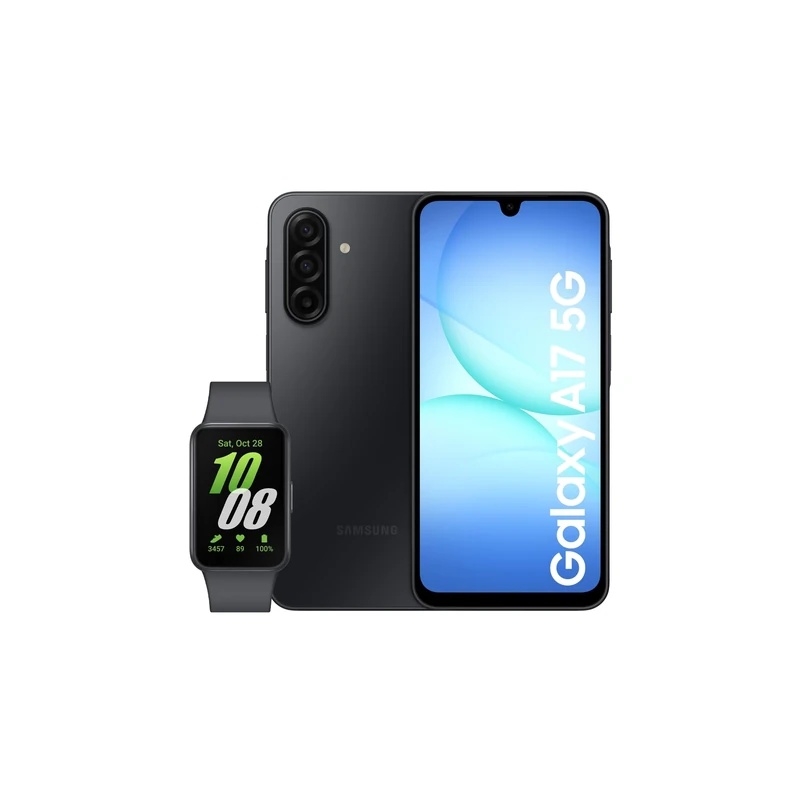 Samsung Galaxy A17 5G + Fit3 Black, AI Smartphone, Slim 7.5mm Frame, Large Screen, 50MP Camera, 128GB Storage, 4GB Memory, 5000 mAh Battery, Black, 3 Year Extended Warranty (UK Version)