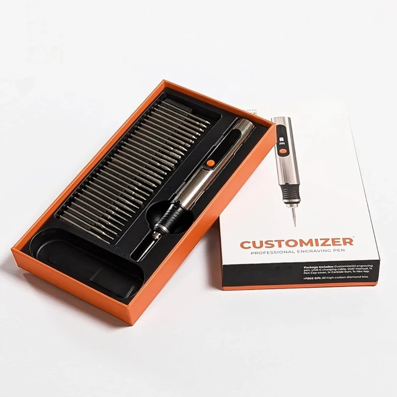 Customizer Engraving Pen - Engraving Tool,Premium Cordless & Portable Engraver for Artists, Crafters & DIYers – Engrave 50+ Surfaces Like Metal, Wood & Glass –, Includes 30 Premium Bits