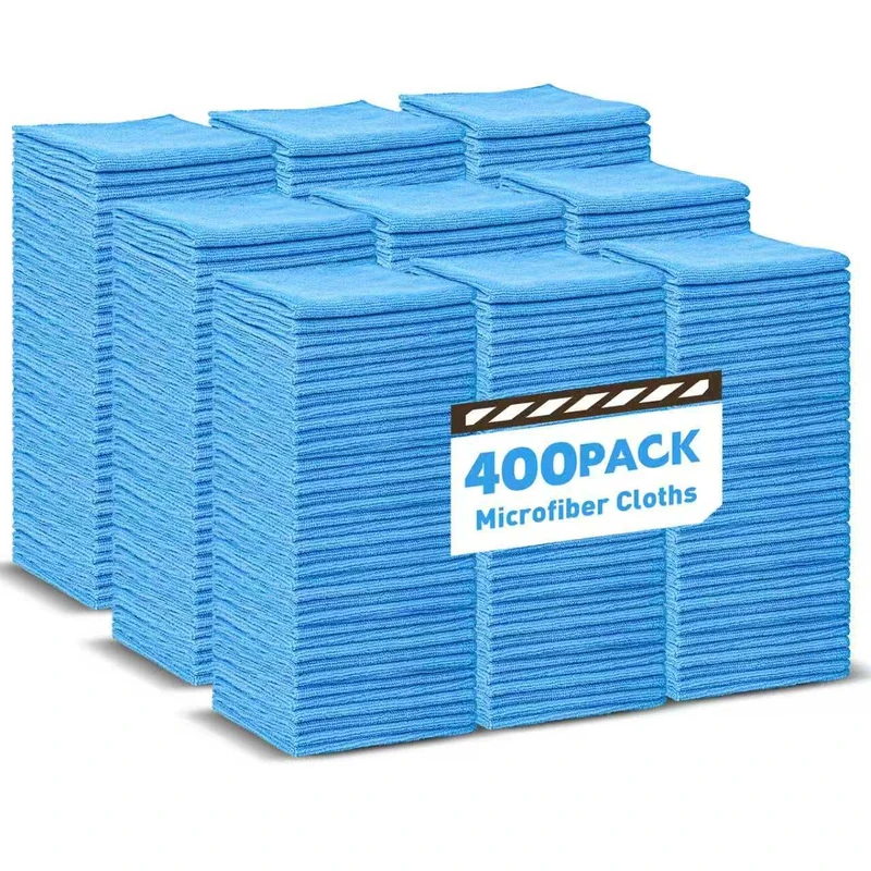 TEAWOO Microfiber Towels Bulk-400 Pack, Cleaning Cloths, Microfiber Towels for Cars, Cleaning Rags Blue (12x12 inches)