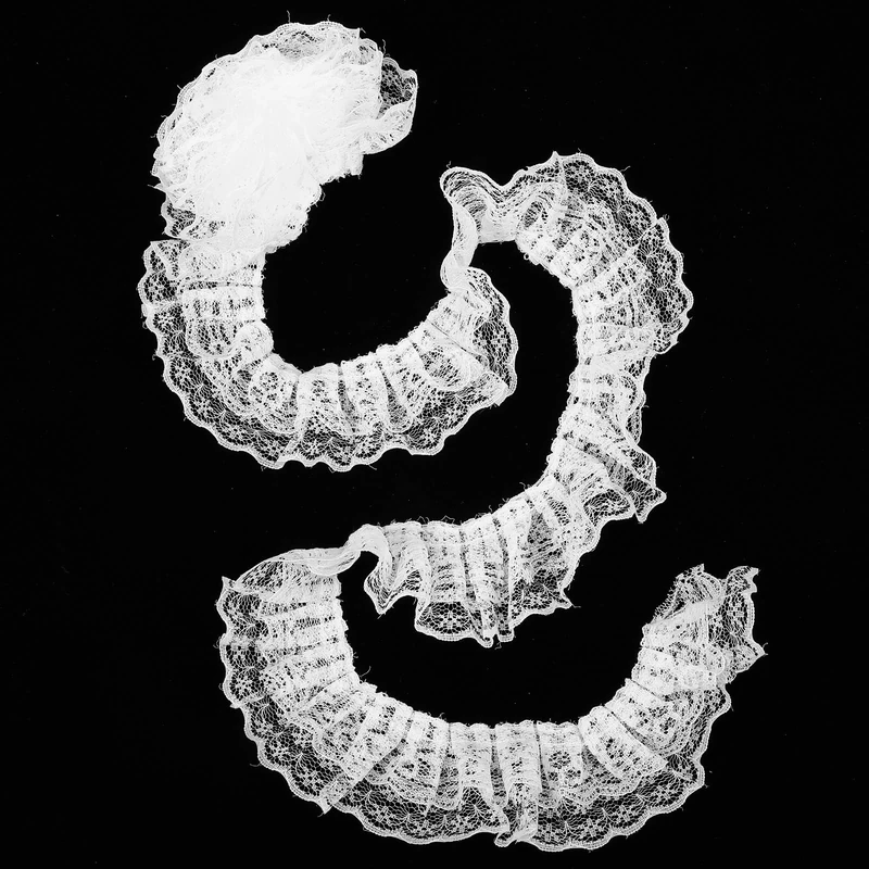 XLIUAX Lace Trim, White Lace Ribbon 6yd Laces Ribbons Dress Embellishment Vintage Edging Trimming Sewing Laces Ruffle 5 cm Width Mesh Ribbon for Crafts Double-Layer Chiffon Pillowcase Decoration