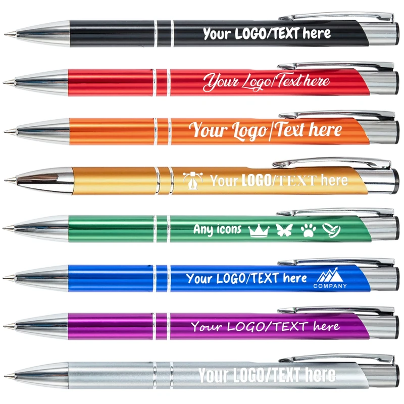 Personalised Pens Customised LOGO and TEXT Engraving Metal Ballpoint Pens Bulk Order Wholesale Pens - Ideal for Business Promotions, Schools, and Event Giveaways, Quantity From 10 to 500