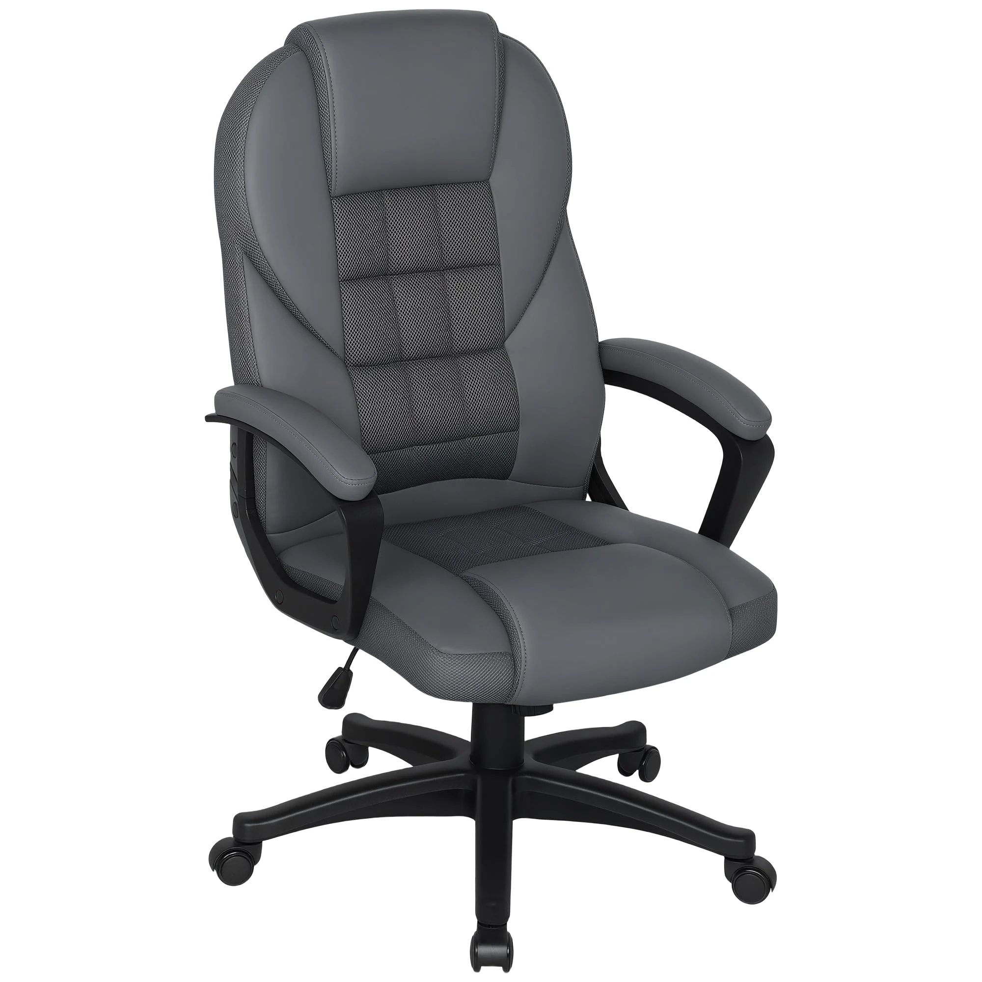 HOMCOM Executive Office Chair, PU Leather High Back Desk Chair, Swivel Computer Chair with Adjustable Height and Tilt Function, Charcoal Grey