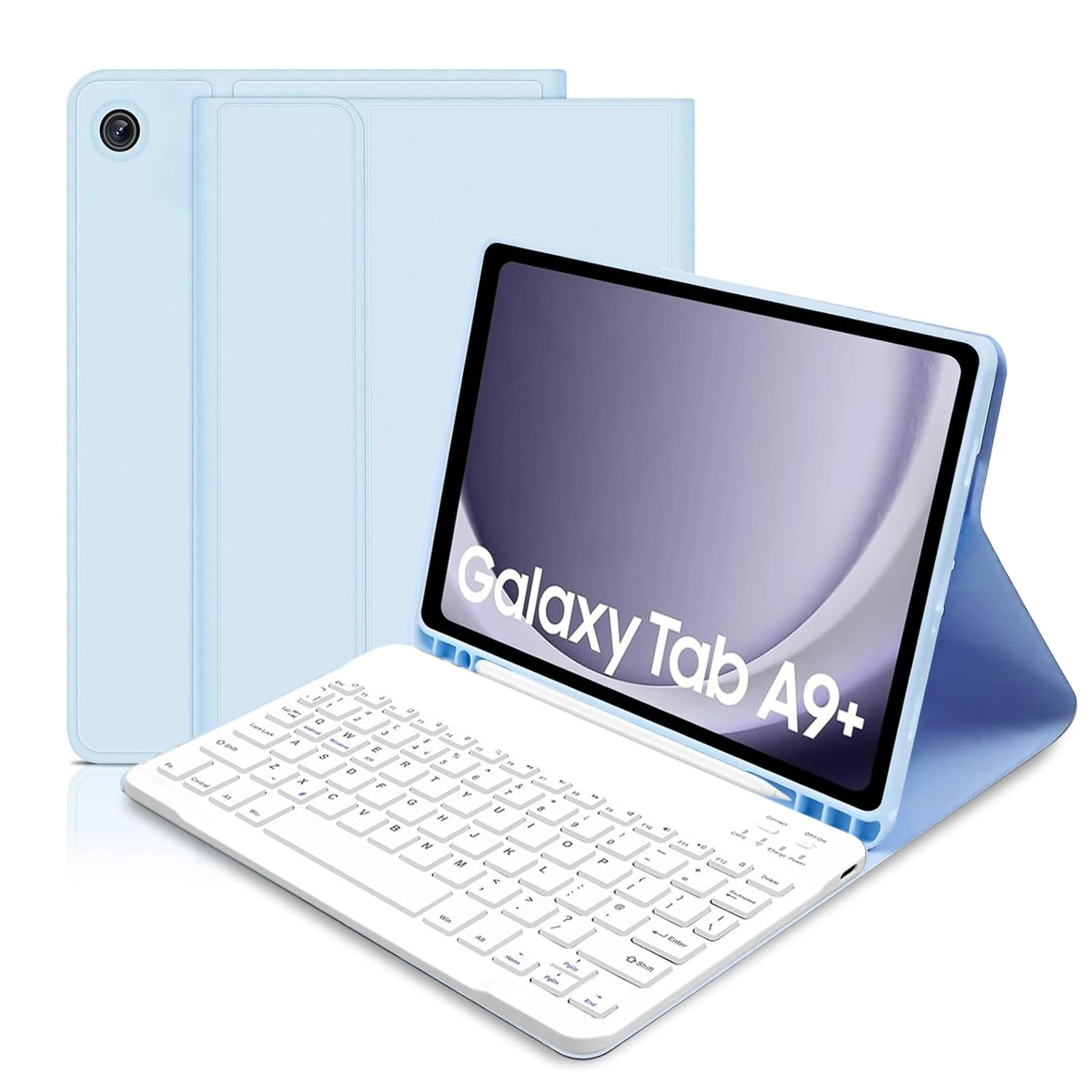 XOKUWU Keyboard Case for Samsung Galaxy Tab A9+ 11 Inch (SM-X210/X216/X218) 2023, Built-in S Pen Holder - Slim Smart Cover with Detachable Bluetooth Keyboard for Samsung Galaxy Tab A9 Plus, Blue