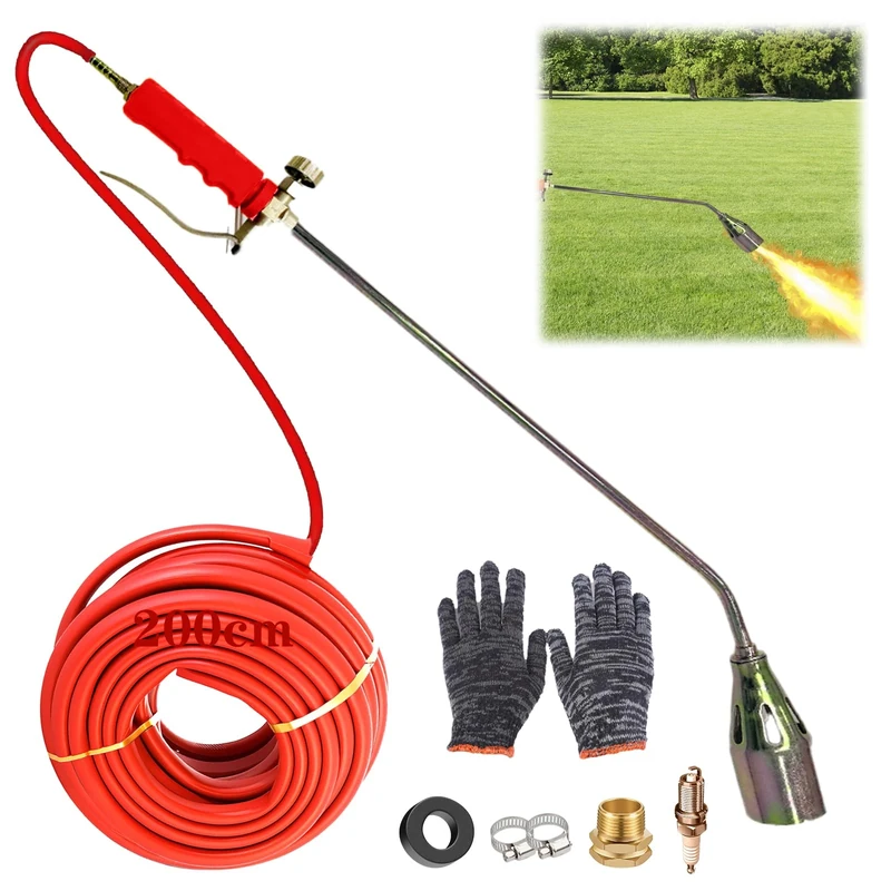 New Portable Propane Torch Weed Burner Kit, 2025 Weed Torch with Turbo Trigger, 35mm Nozzle 200cm Hose Flamethrower for Flame Weeding, Roofing, Snow Melting