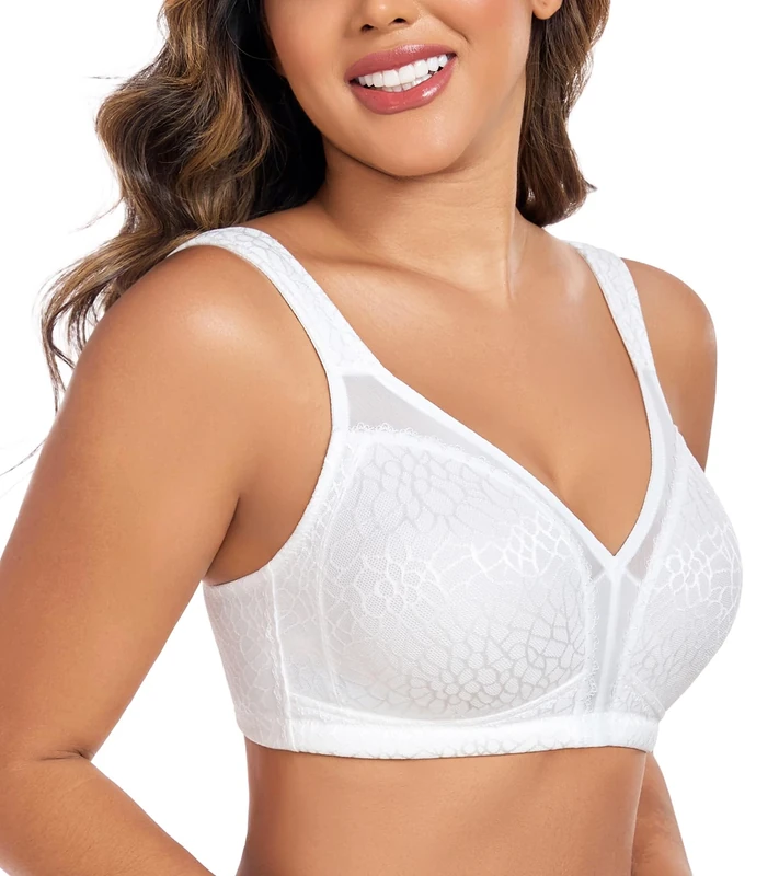 Curyon Plus Size Everyday Bras for Women Minimizer Full Coverage Non Padded Wirefree White 38G
