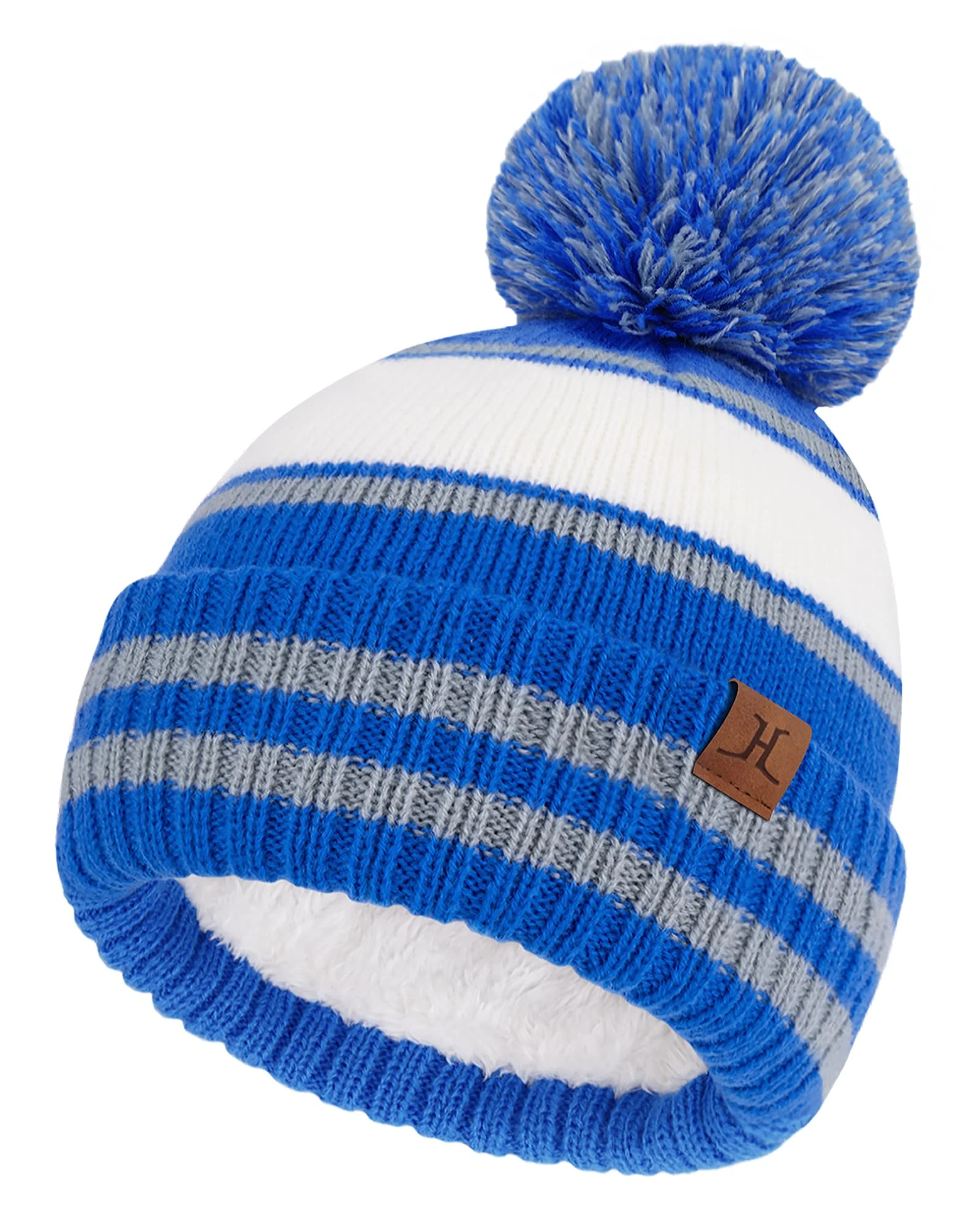 Bequemer Laden kids Toddler Winter Hat Beanie with Pom Pom Warm Fleece Ski Baby Hats for 2-7 Years Skull Cap Unisex Baby Boy Girls Gifts