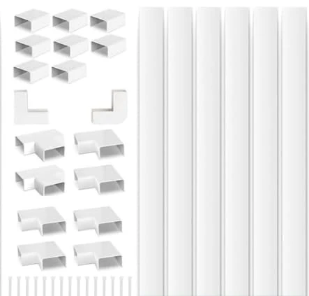 Flow fire White Cable Trunking Wire Cover for Wall, 4 Meter Self-Adhesive Cable Conduit Management Trunking, for Wall-Mounted Tv Cable Tidy (12X L400mm, W15mm H10mm)