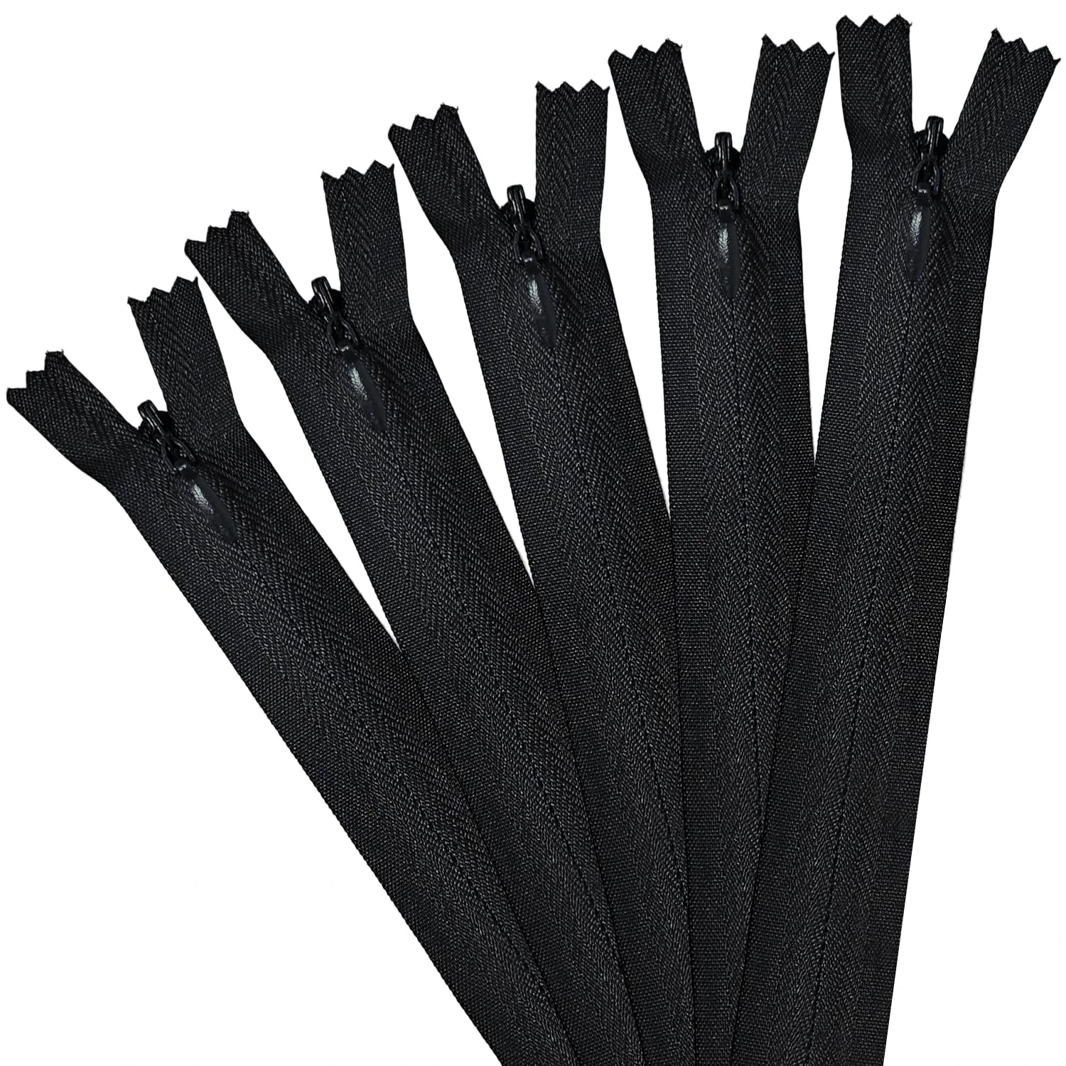 5Pcs Invisible Zip, 40cm/16 Inch Zip Nylon Zips for Sewing Concealed Invisible Zipper for Tailor Sewing Accessories Pillows Cushions Skirts Pants Clothes Bags (Black)