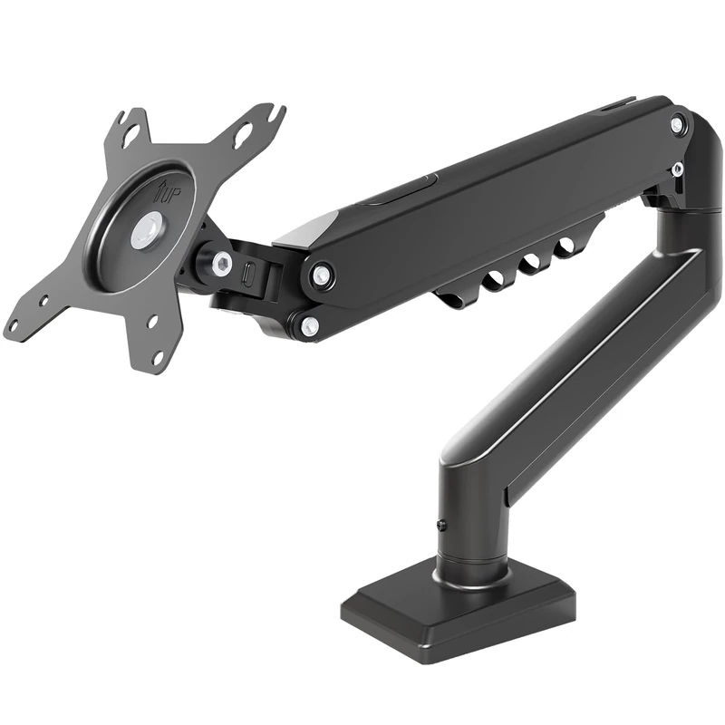 Claiks Monitor Arm for 15-32 inches – Height-adjustable Single-Arm Monitor Stand with VESA 75/100 – Tilt, 360°Swivel, Rotate – Desk Clamp Up to 9 kg, Black