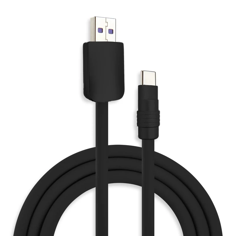 chubbycable Chubby 2.0 USB A to USB C Fast Charging Cable Durable Soft Silicone Type C Cable Extra Thick Phone Charger Cord Data Transfer Cord, Black+Black, 6.6FT