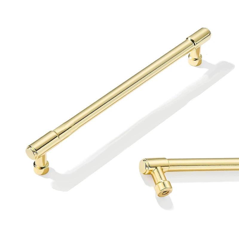 CABDM 10 Pack 7-1/2 Inch Polished Brass Drawer Pulls Cabinet Hardware Handles for Cabinets & Cupboards