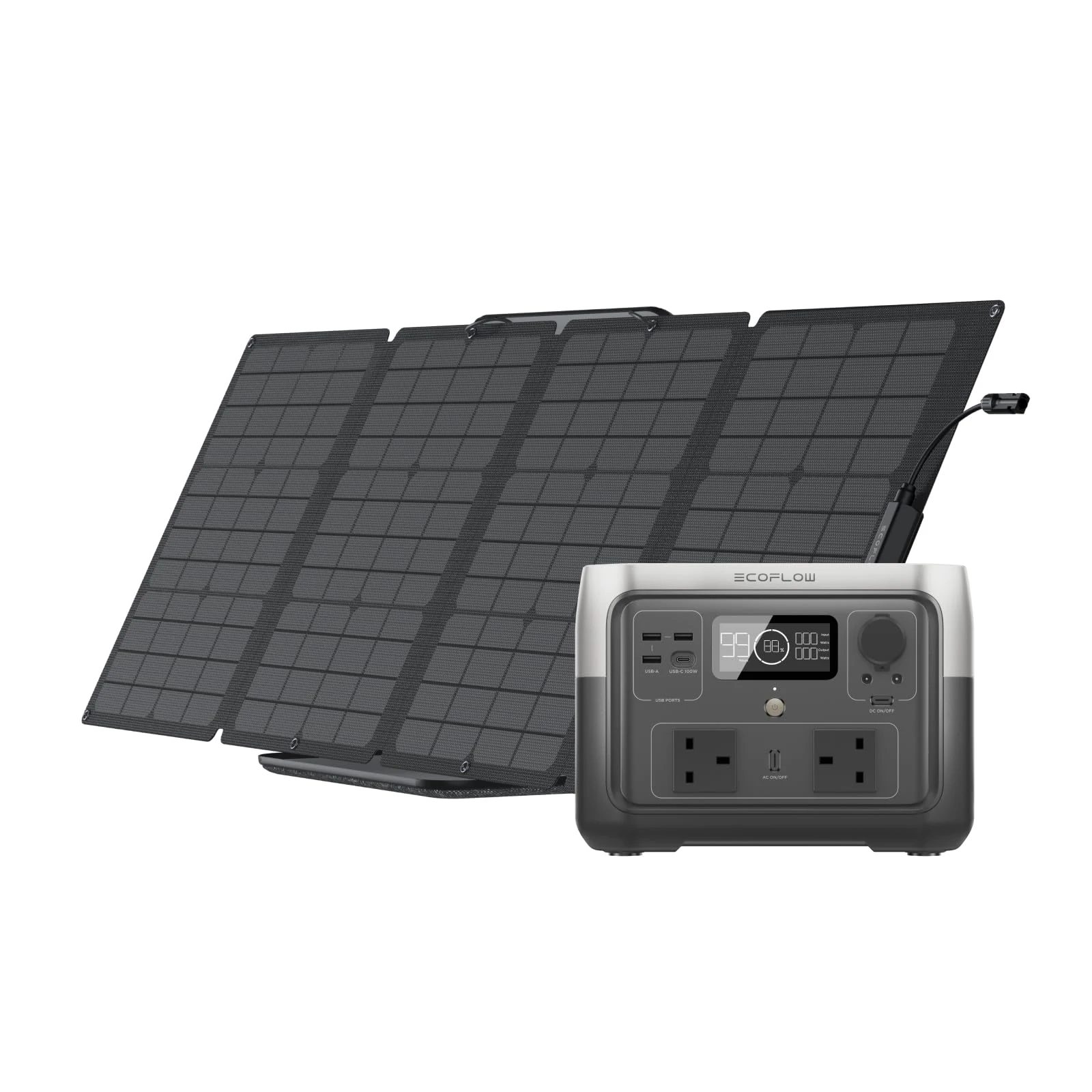 ECOFLOW Portable Power Station RIVER 2 MAX &110W Solar Panel, 512Wh LiFeP04 Battery, 1 Hour Fast Charging, Up To 1000W Output, Solar Generator for Outdoor Camping/RVs/Home Use