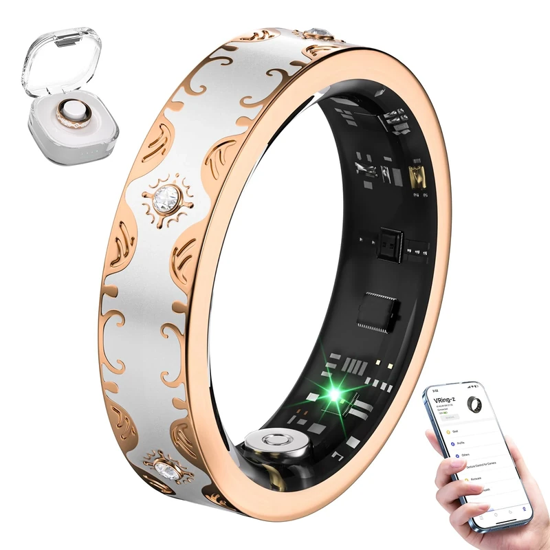 10 Gen Diamond Smart Ring and Wireless Charging CaseIndustry Ranking No.1 – 0 Measurement Error2025 Smart Ring Women for Sleep Monitoring, Wearable SpO2, Compatible with Android and iOSWhite 8#