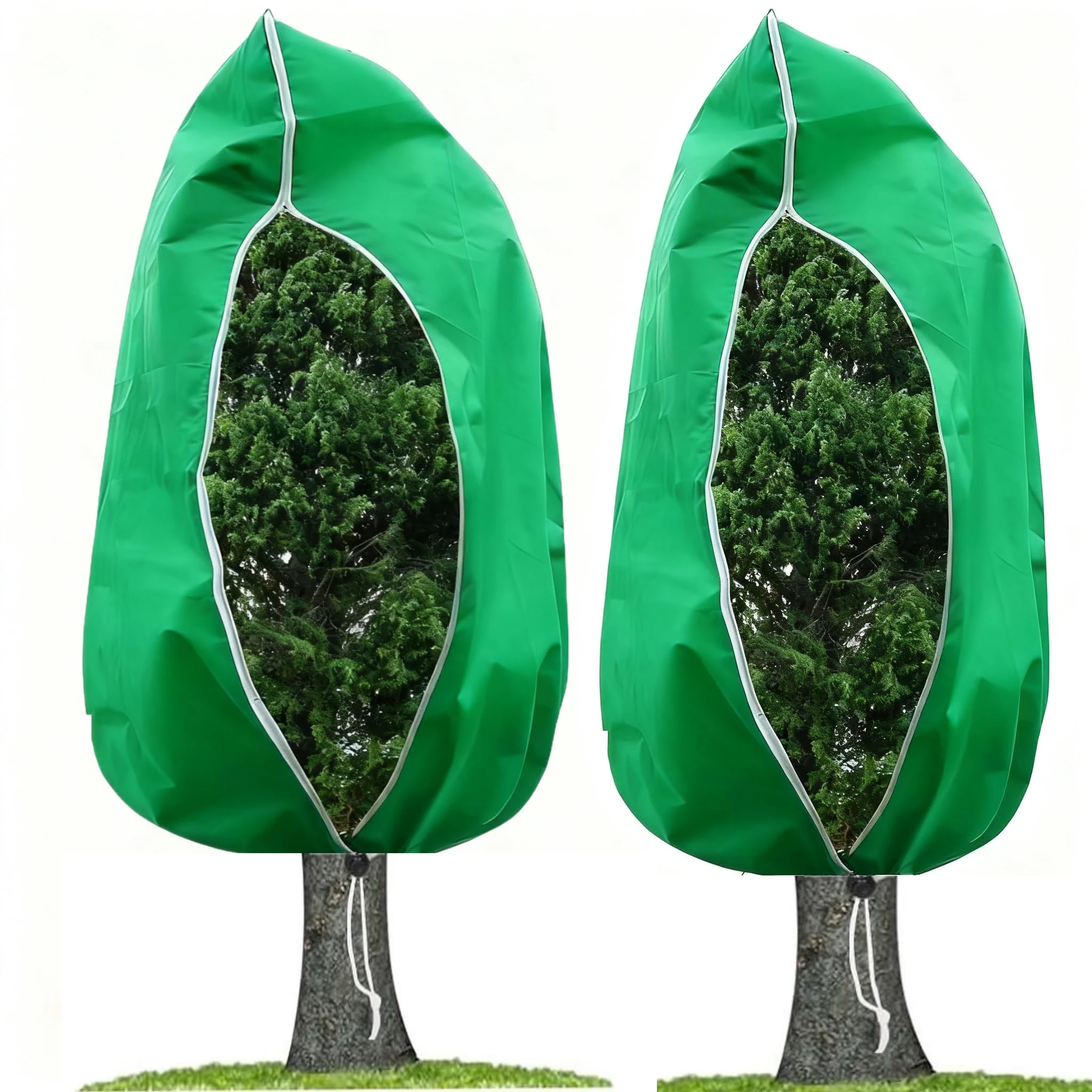 Yowmina 2Pack Plant Fleece Frost Protection Covers, 120x180cm Garden Fleece Frost Protection with Zipper Drawstring, Plant Warming Jacket for Outdoor Plants Trees, Winter Plant Blankets Covers