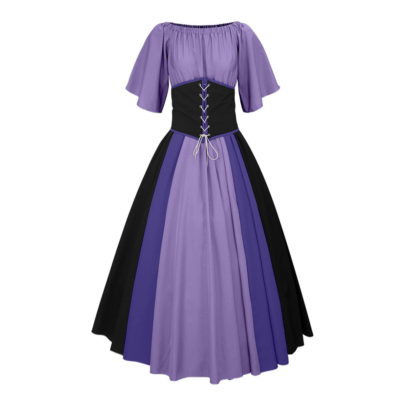 Generisch Crest Skirt Medieval Gothic Lace Corset Costume for Women, Halloween Party, Trade Show Theme Outfit Belle Costume for Women Cosplay (Purple, XL)