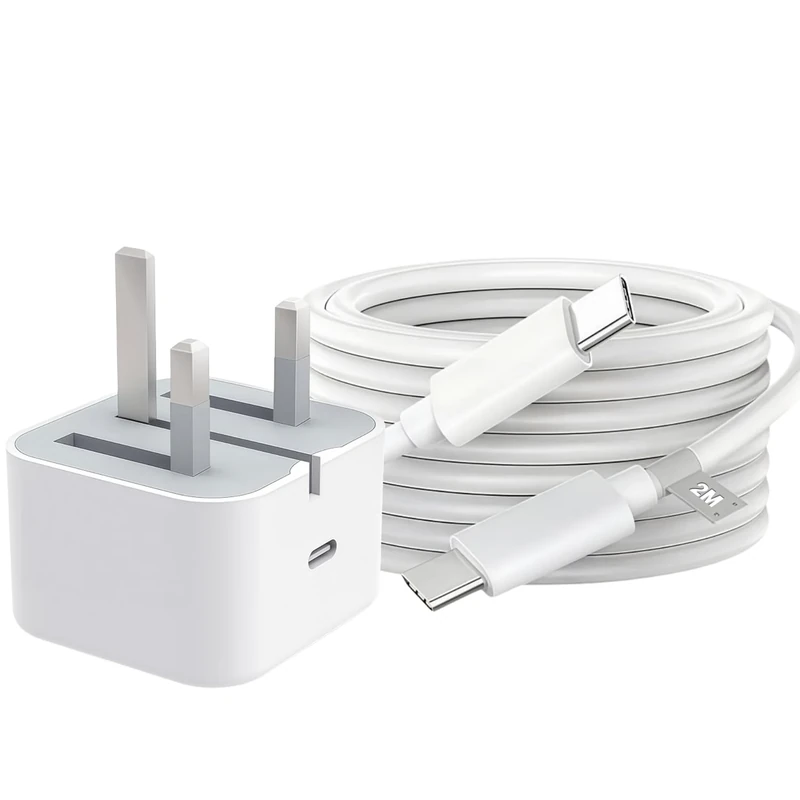 USB C Charger Cable 2M Type C to Type C iPhone USBC Plug UK 20W USB-C Power Adapter Compatible for iPhone 16 Pro Max 17 Air 15 Plus, iPad Air Pro, Samsung Charger Cable Fast Charge Galaxy S25 A17 A16 - Image 1