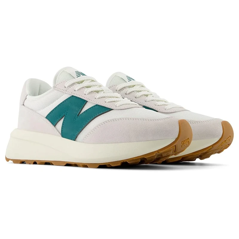 New Balance Unisex 370 Shoes, Sea Salt/New Spruce, 8/M