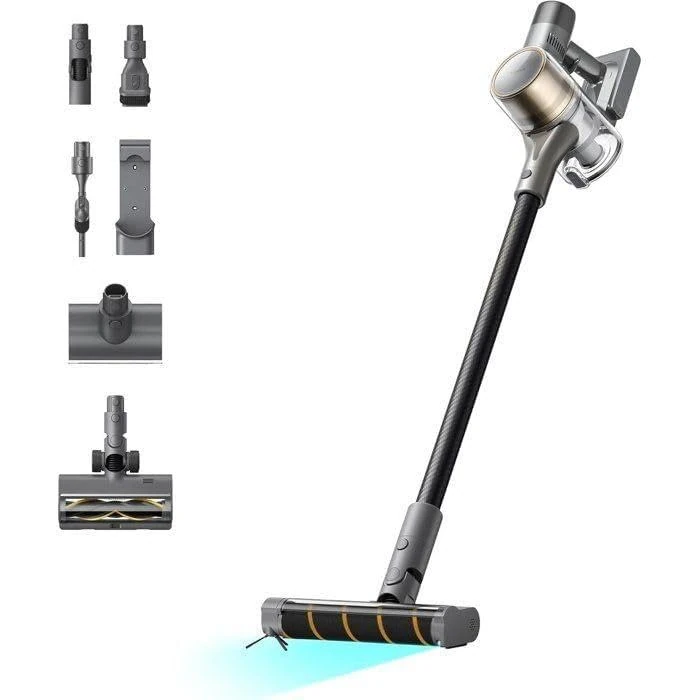DREAME R30 Cordless Stick Vacuum Cleaner Side Brush Cleaning Various Surfaces, Dust Lighting, Tangle-Free, 190 AW Suction, Maximum Running Time of 90 Min, 99.9% Filtration, Whole House