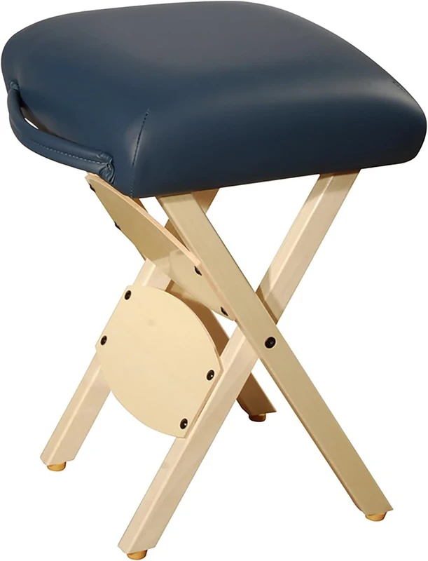 Master Massage Foldable, Wooden Stool for Massage Table, Royal Blue, Easy to Travel!