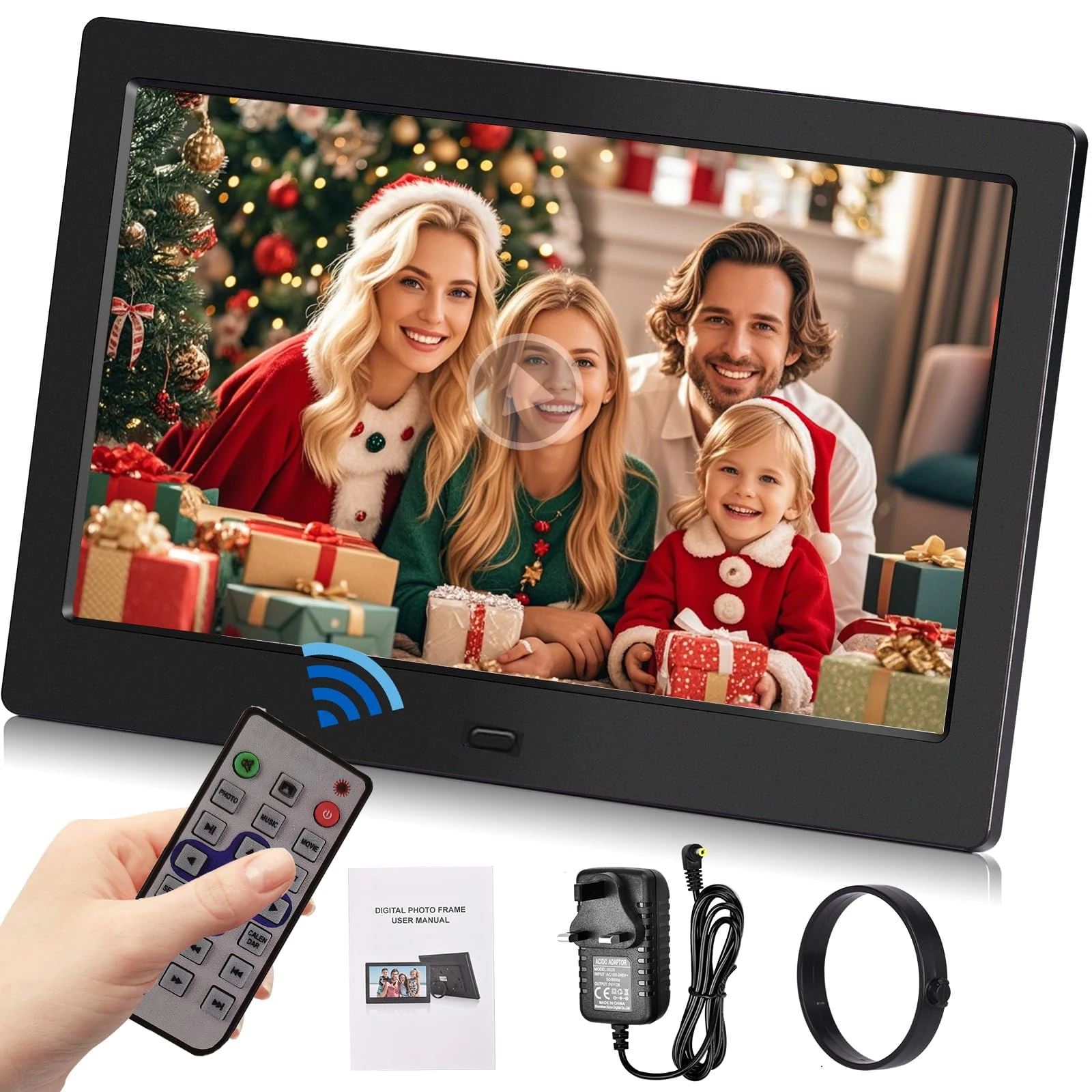 TEKXDD Digital Photo Frame 10.1 inch with Remote Control, Digital Picture Frame 1280x800 Full IPS Display with Music/Video Player/Calendar/Alarm,Digital Frame Support USB Drive SD MMC Card